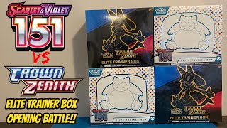 POKEMON 151 vs CROWN ZENITH Elite Trainer Box Pokemon Card Opening Battle!!