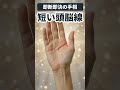 【手相】迷わず動ける人！頭の回転が速い「短い頭脳線」