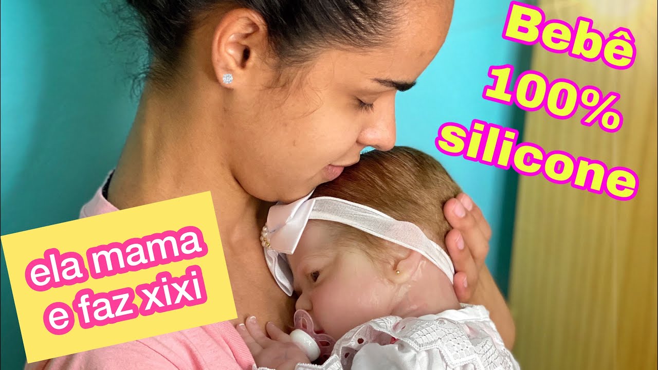 Bebe Reborn Silicone solido Ultra Realista Mama e faz Xixi