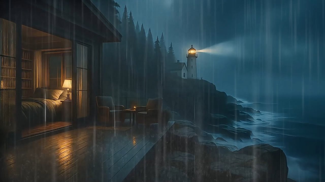 Rainy Night at the Lakeside Cabin 🌊 | Soothing Rain Sounds for Sleep ...