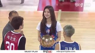 180114 EXID KBL All Star Game ceremonial first throw well done hani and jeonghwa and nice shot screenshot 2