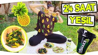 24 SAAT BOYUNCA TEK RENK HERŞEY YEŞİL !!! ( Yeşil Pankek Nasıl Yapılır - Yeşil Patates Kızartması )