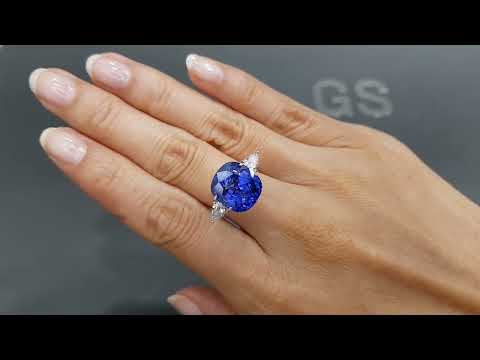 Rare open color Royal blue sapphire in cushion cut 10.02 ct, Sri Lanka Video  № 3