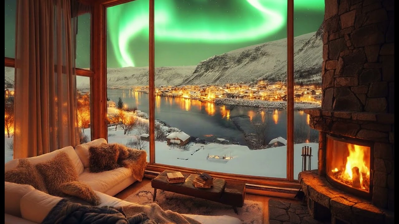 Cozy Ambient Music in a Cabin 🌌 Fireplace, Jazz Piano & a Welcoming Winter Night