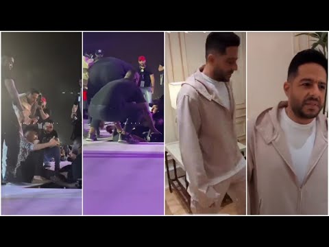 شاهد بالفيديو شاب يغمى عليه بعد رؤية محمد حماقي خلال حفله في جدة ورد فعل محمد حماقى معه
