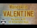 Mneskin  valentine karaoke instrumental lower higher female  original key