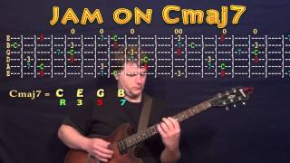 Guitar Jam Lesson - C Major - Cmaj7 - C E G B - JAMTRACK - M.M.=60