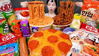 [Mukbang ASMR] Korean Convenience Store Food 🧡 Ramyun Desserts Cheese Pizza Jelly Eating Ssoyoung