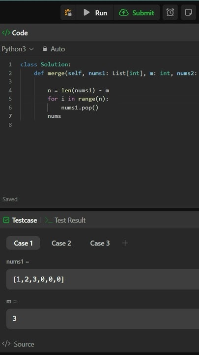 Merge two sorted arrays in Python | Leetcode 88 Solution #shorts # ...