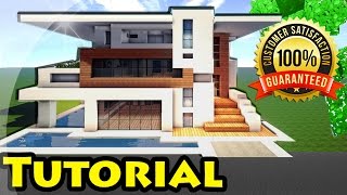 Minecraft: Easy Modern House / Mansion Tutorial #4 + DOWNLOAD - 1.8 [ How to make ]