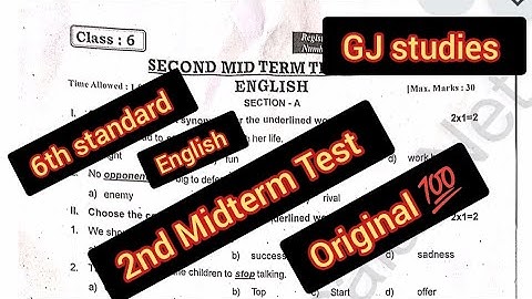 6th standard 2nd midterm test English question paper original 2025 @GjStudies 