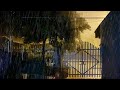 Rain Storms with Strong Wind, Thunderstorm at Night in Front of Farm Gate - Rain Sounds for Sleeping