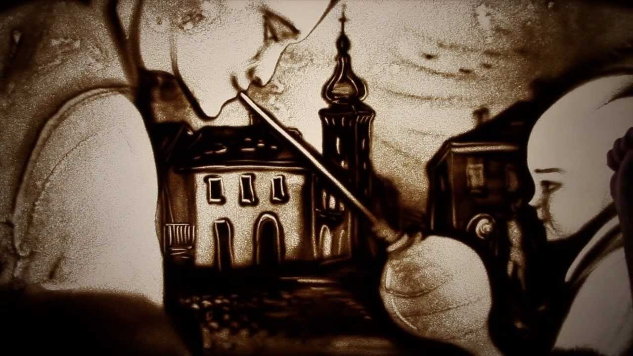 Amazing sand art show in Poland (Krosno, history of Glass) by Kseniya Simonova