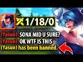 TRASH TALKING YASUO GETS HUMBLED WITH SONA MID (I GOT HIM BANNED)