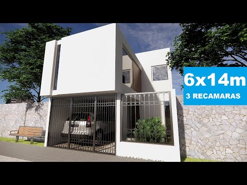 PLANO DE CASA 6x14m | 3 Recamaras