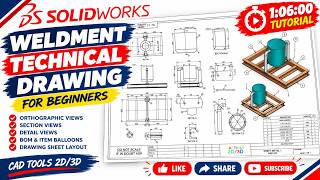 SOLIDWORKS Weldment Drawing Tutorial for Beginners | Technical Drawing