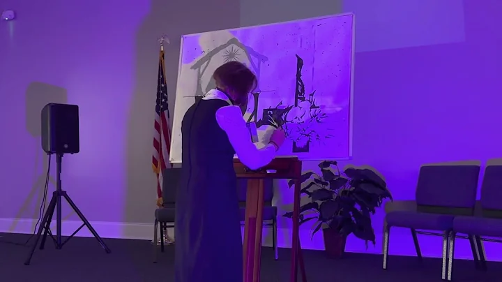 Kathy Stevenson paints during our morning Service