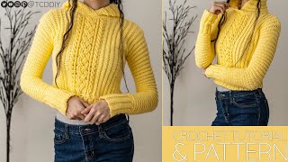 Crochet Long Sleeve Cable Stitch Hoodie | Pattern & Tutorial DIY