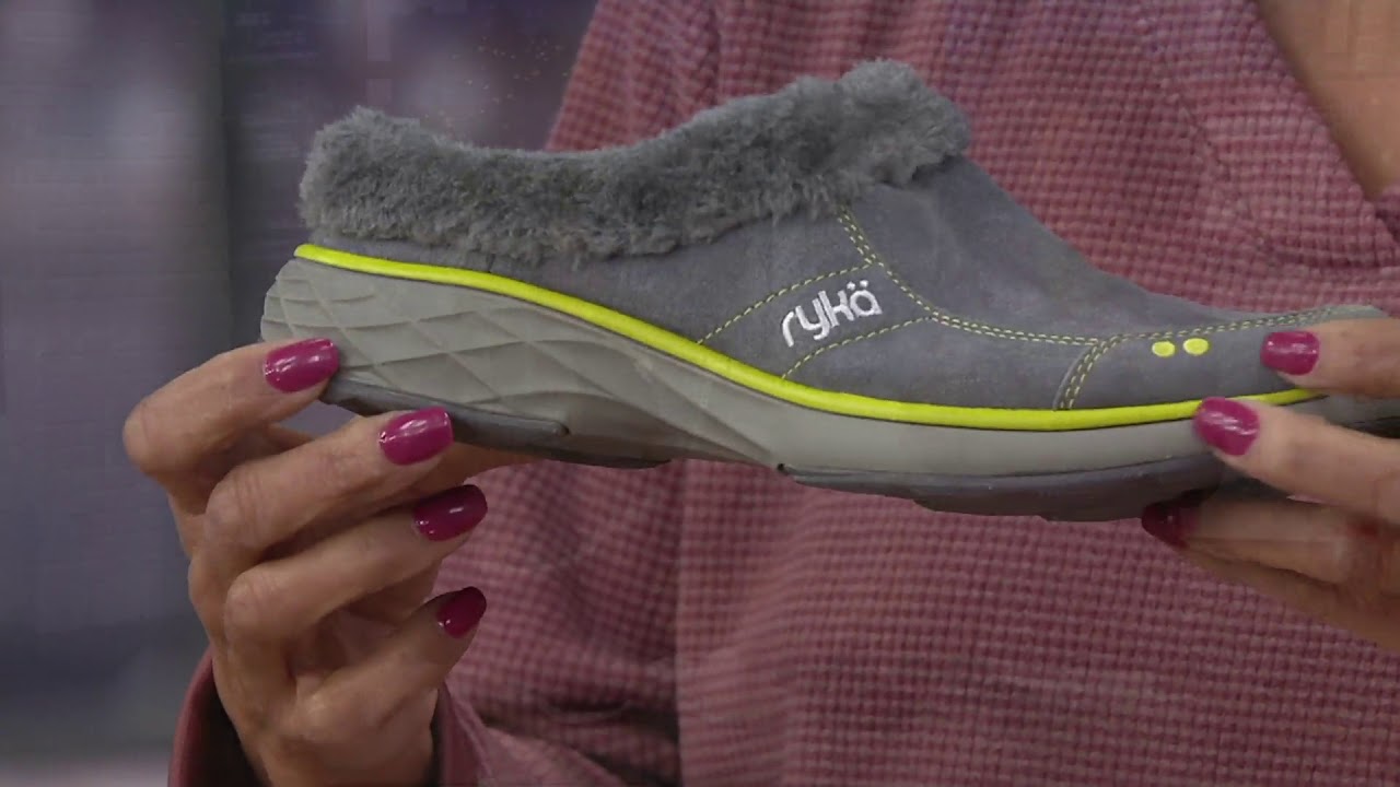Ryka Suede and Faux Fur Slip-On Clogs - Luxury on QVC - YouTube