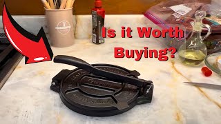 Victoria 8 Inches Cast Iron Tortilla Press, Roti Maker and Tortilladora, Pataconera Seasoned