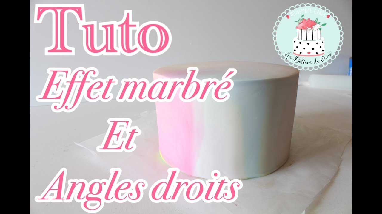 tuto: comment réaliser l'effet marbré poudré avec de la pâte à sucre + technique des angles droits