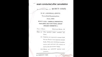 Bchct133 june 2025 question paper (reconducted) #ignou #chemistry #exam #june2025
