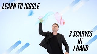 Learn to Juggle 3 Scarves in 1 Hand, Beginner/Intermediate Juggling Tutorial