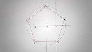 Draw pentagon with compass, inscribe a given circle.(Step-by-Step)