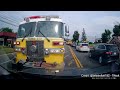 Fire truck rams car for not giving way  bad driving dash cam