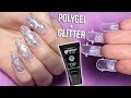 Mixing polygel and glitter  dual form nails
