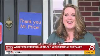 FedEx worker surprises 6-year-old with birthday cupcakes in Fishers, Indiana