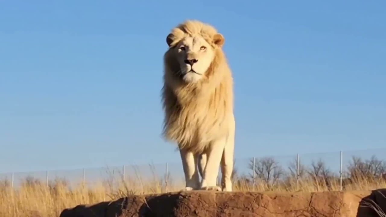 Rare White Lion Standing at My Door at Night 🌙🦁