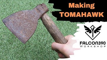 Making a tomahawk from an old rusty axe.