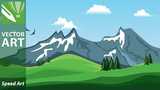 Vektor Pemandangan Gunung dengan CorelDraw | Speed Art screenshot 1