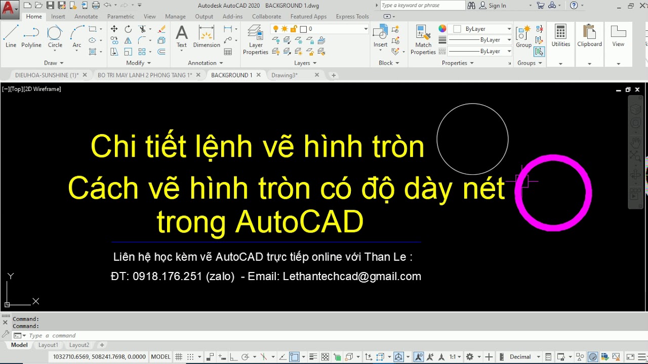 Cách vẽ hình tròn đậm có độ dày nét - Chi tiết lệnh vẽ hình tròn ...