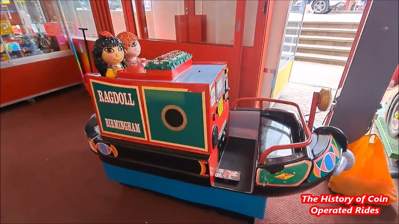 2000s Amutec Coin Operated Boat Kiddie Ride - Rosie & Jim (Peek-a-Boo)
