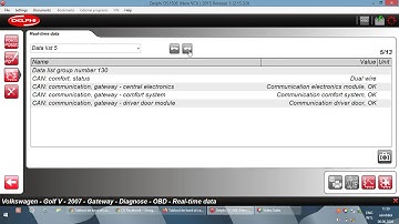 Delphi Ds150 - VW Golf Mk5 - can gateway - real time data