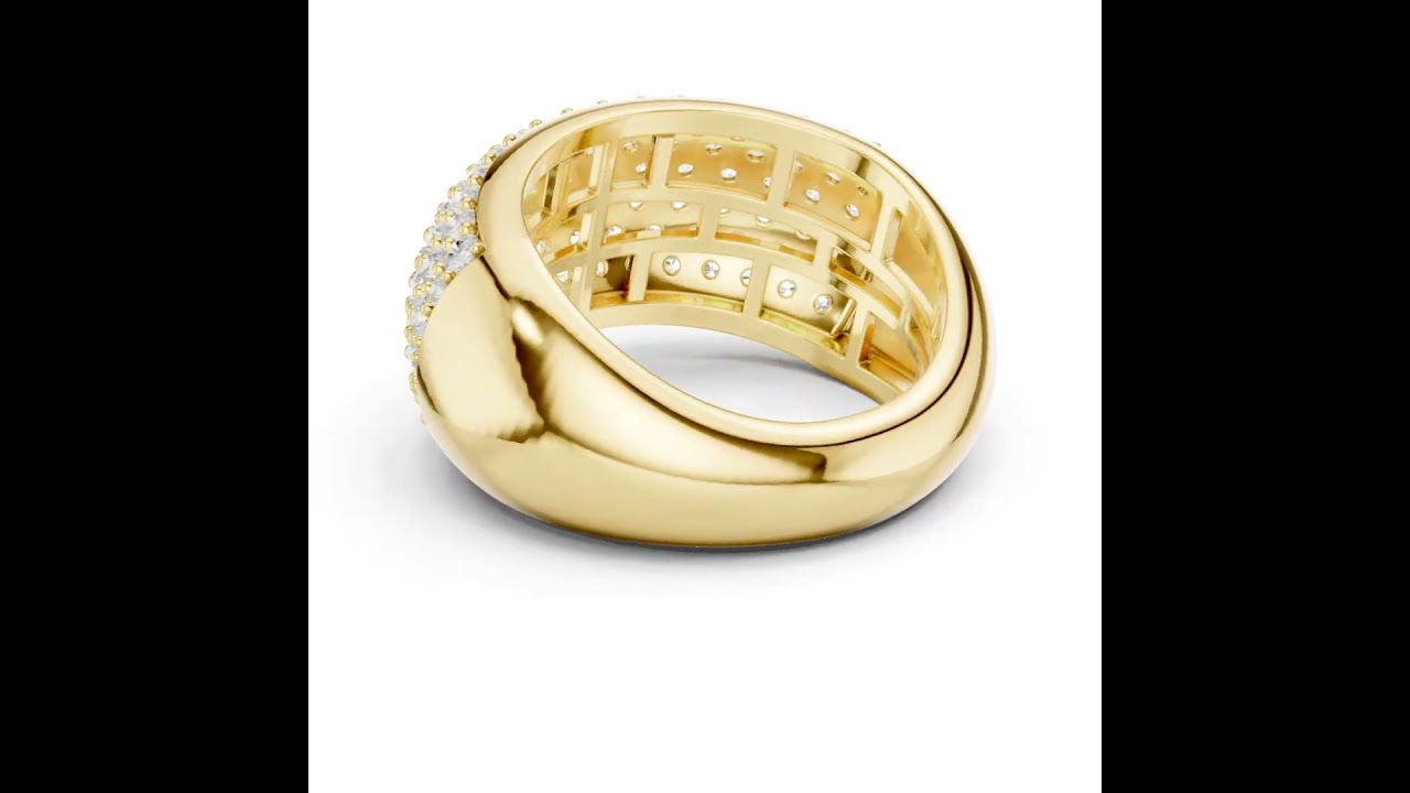Wide Pave Round Diamond Half Eternity Band