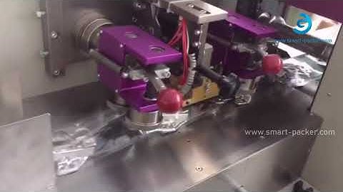 Automtic door metal parts bag flow packaging machine testing video