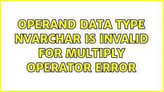 Sum A Column In A Database But Keep Getting An Error Operand Data Type ...