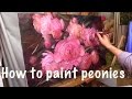 How to paint peonies. Oil painting. Workshop in English