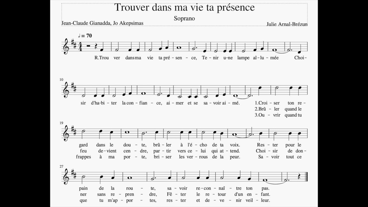 Trouver Dans Ma Vie Ta Présence Partition