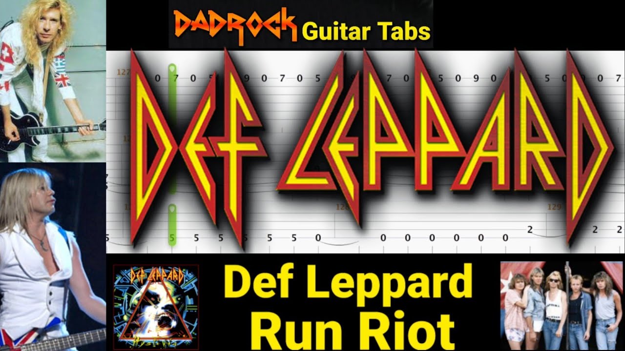 Run Riot - Def Leppard - Guitar + Bass TABS Lesson (Request) - YouTube