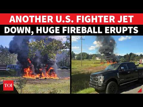 FIRST VISUALS: US Fighter Jet Crashes 'Near Civilian Area', Massive Fire Erupts; 'TWO PILOTS...'