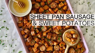 Sheet Pan Sausage & Sweet Potatoes with Apples | Easy Dinner