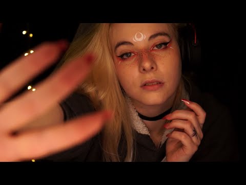 ASMR slow hand movements, mouth sounds & ear blowing -  visuals, rain, tongue clicking, tsk...