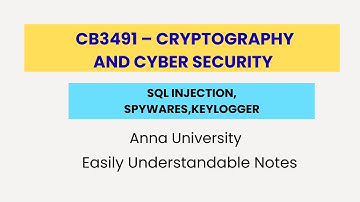Unit 5- SQL injection ,Spywares, Keyloggers| Cybersecurity & Cryptography (CB3491) Anna University |