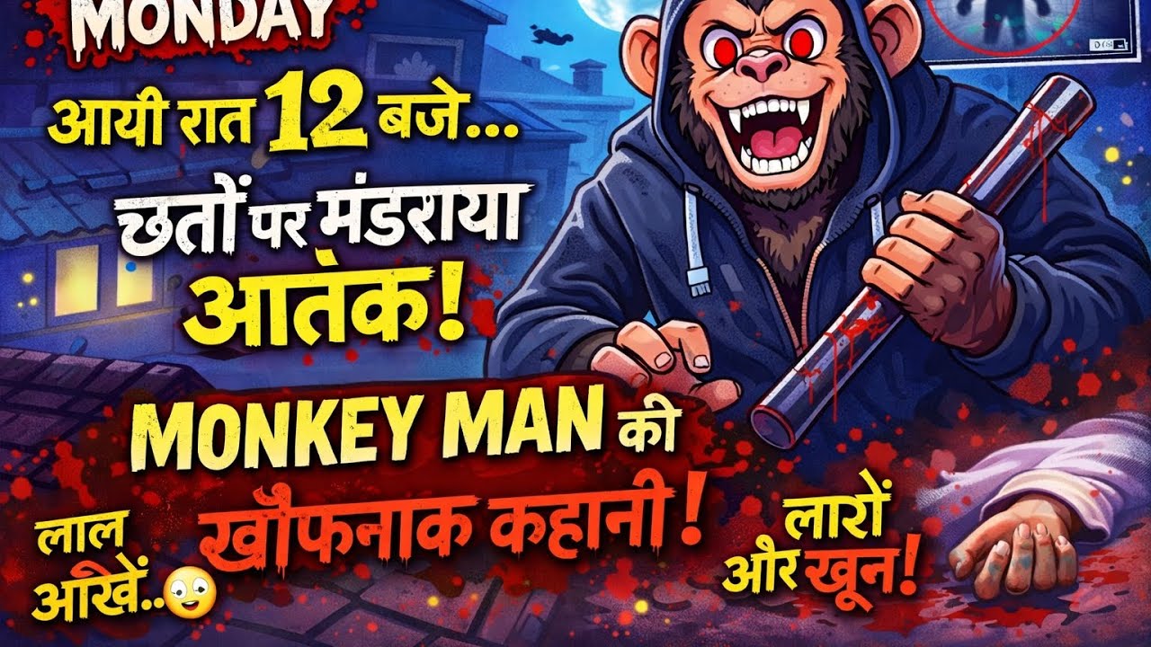 MONKEY MAN 😨 | छतों पर कूदता रहस्यमयी साया | Hindi Horror Cartoon | Knowzy Horror