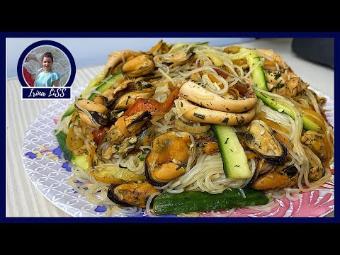 ФУНЧОЗА С МОРЕПРОДУКТАМИ и овощами – Как приготовить стеклянную лапшу с мидиями, кальмарами вкусно