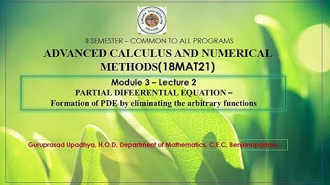 VTU ACNM18MAT21 M3 L2 FORMATION OF PARTIAL DIFFERENTIAL EQUATIONS
